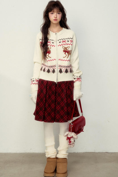 Preppy Style Fawn Fair Isle Knit Sweater