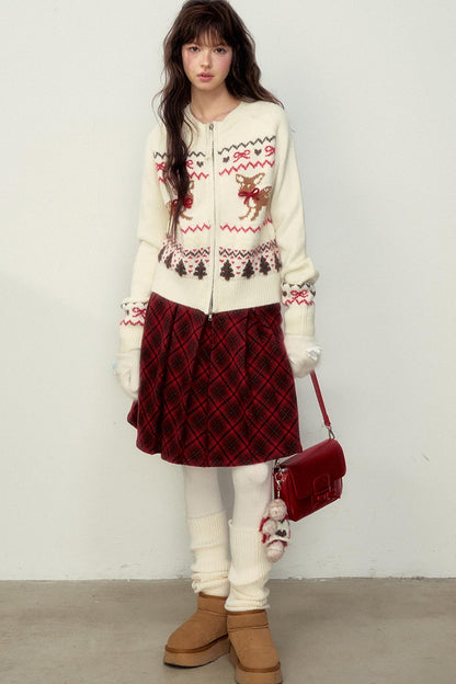 Preppy Style Fawn Fair Isle Knit Sweater