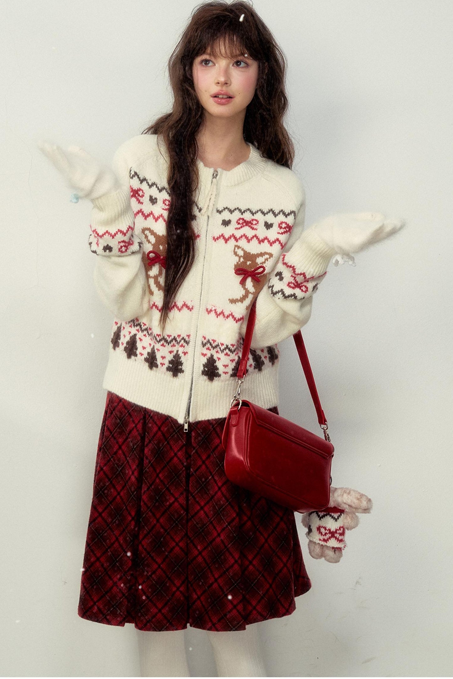 Preppy Style Fawn Fair Isle Knit Sweater