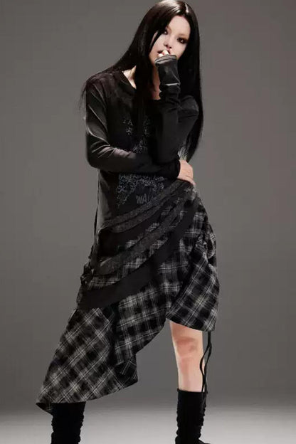 Punk-Inspired Irregular Two-Piece Look Dress