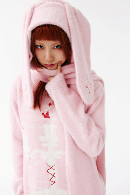 Cute Rabbit Ear Hooded Wrap Scarf