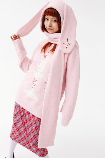 Cute Rabbit Ear Hooded Wrap Scarf