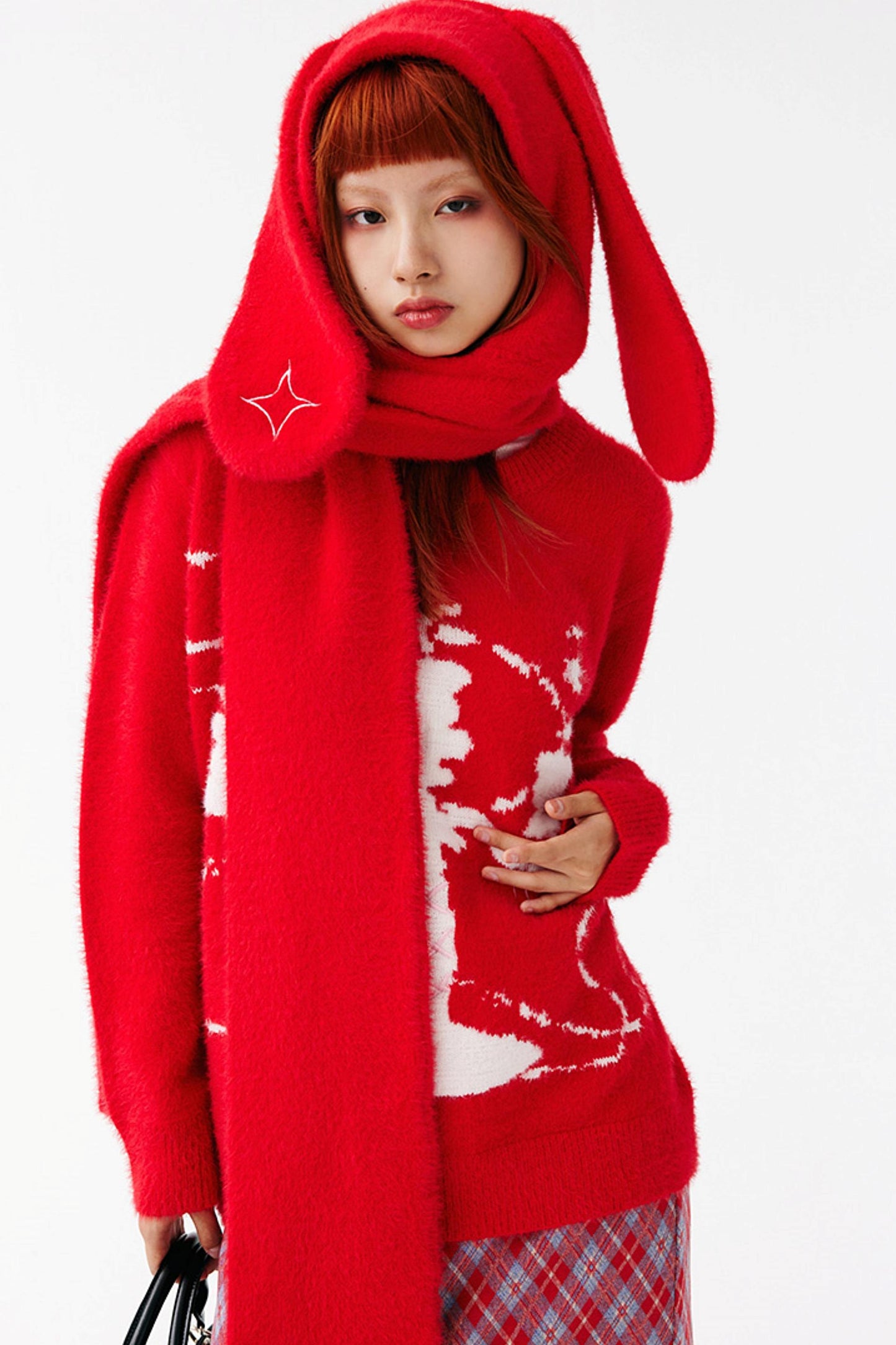 Cute Rabbit Ear Hooded Wrap Scarf