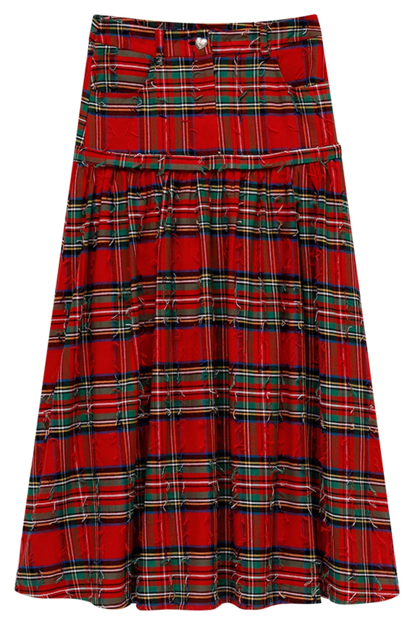 Detchable Rock-Style Red Plaid Swing Skirt