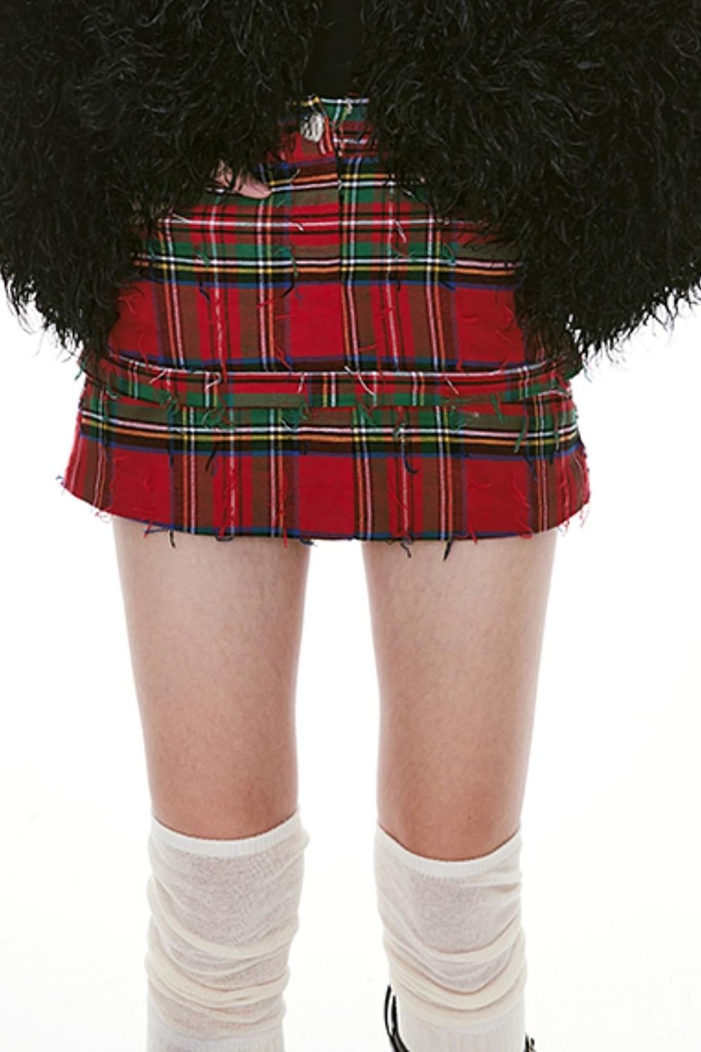 Detchable Rock-Style Red Plaid Swing Skirt