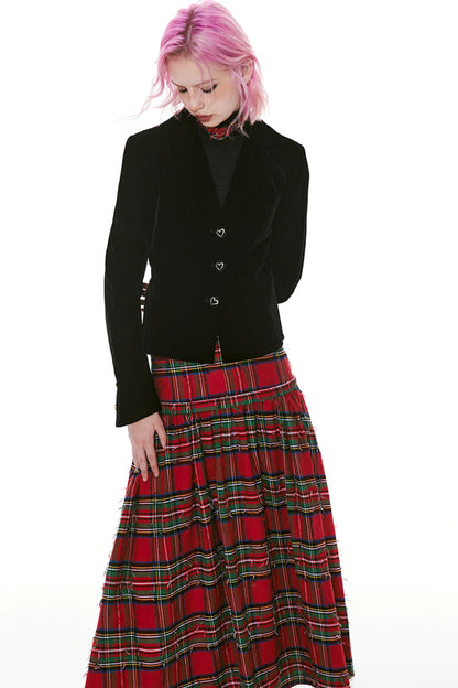 Detchable Rock-Style Red Plaid Swing Skirt