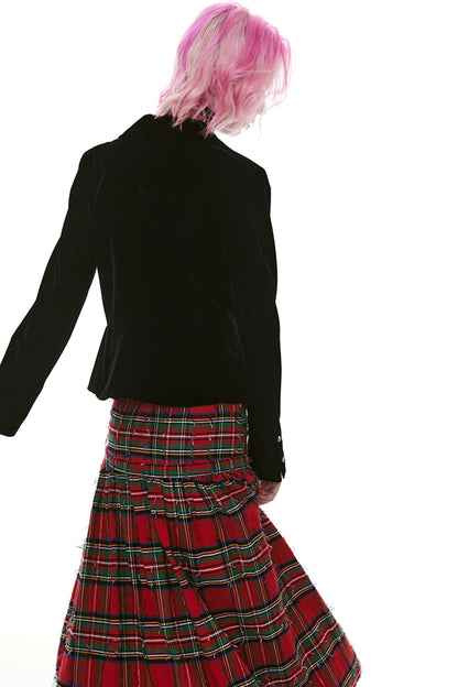 Detchable Rock-Style Red Plaid Swing Skirt