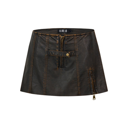 A-line Leather Mini Culottes Skirt