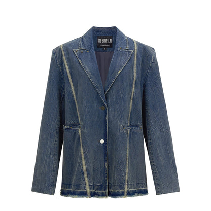 Line Design Denim Suit Jacket