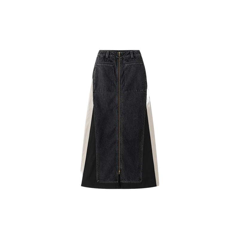 Old wash 2-way denim pants skirt