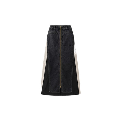 Old wash 2-way denim pants skirt