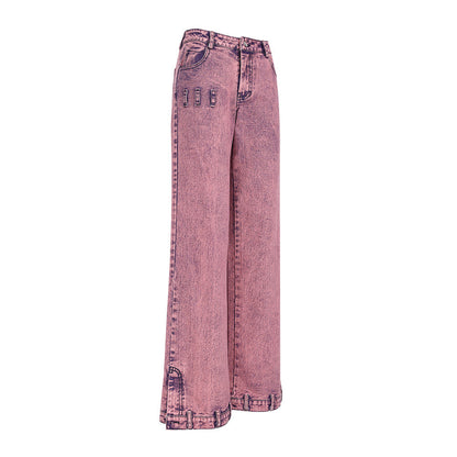 Slit design loose denim pants