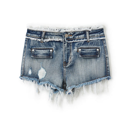 Fringe Style Short Denim Hot Pants