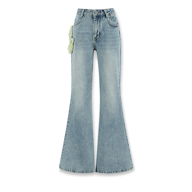 Side Damage Flared Denim Pants