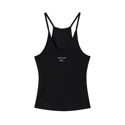 Ribbed Stretch Logo Print Camisole