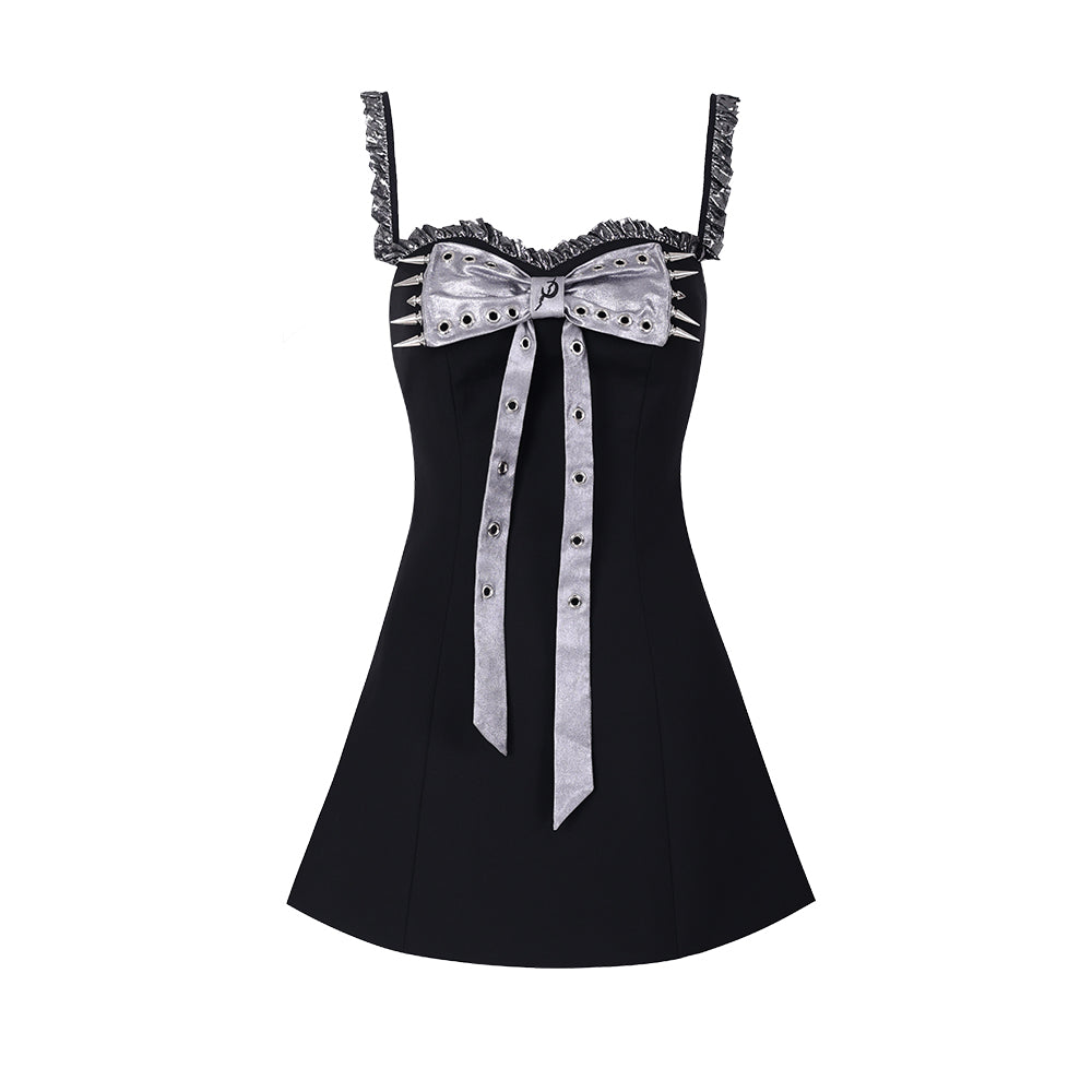 Silver Bow Design Camisole Mini Dress