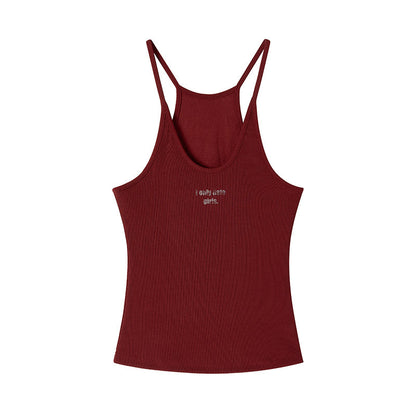 Ribbed Stretch Logo Print Camisole