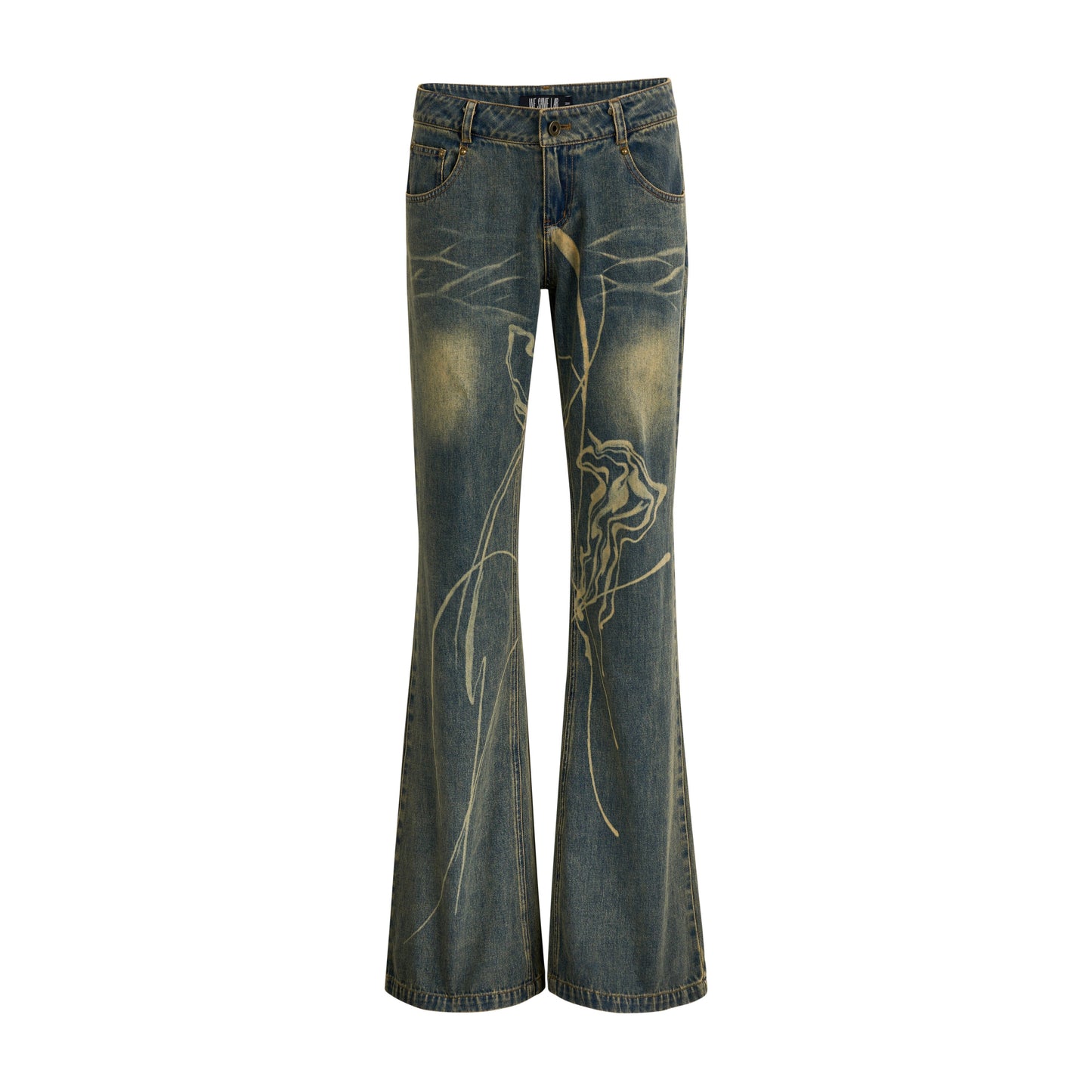 Washed color slim denim pants