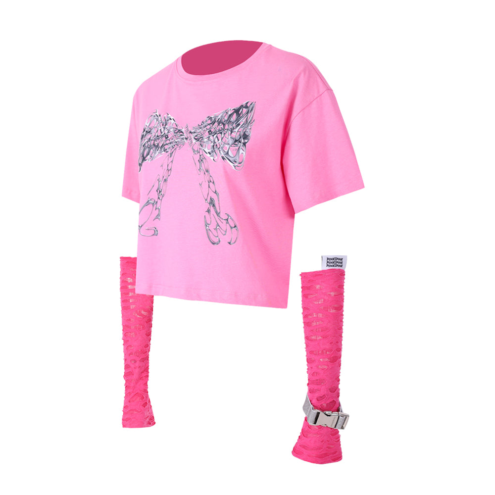 Ribbon Arrangement T-Shirt & Gloves Set