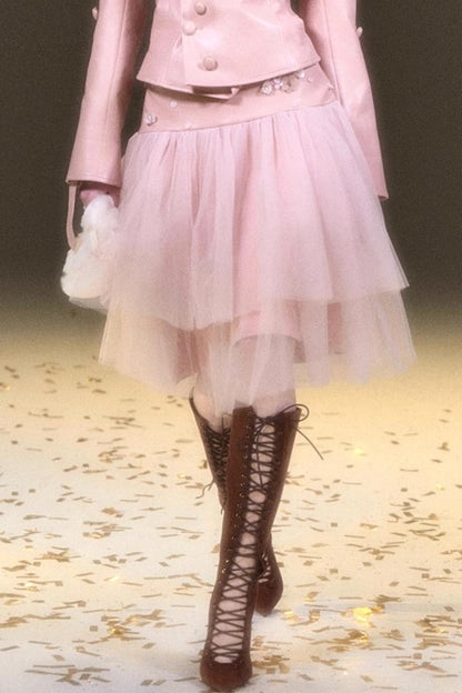 Pink Leather Jacket Set-Up