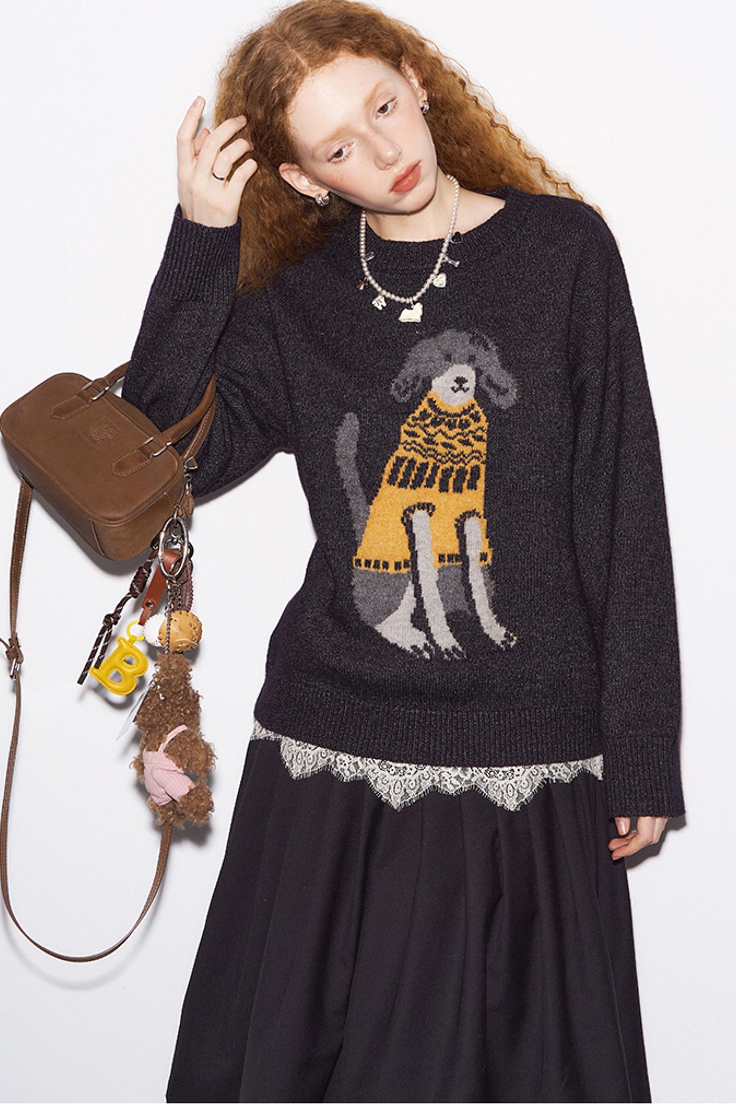 Round Neck Loose Fit Dog Pullover Sweater