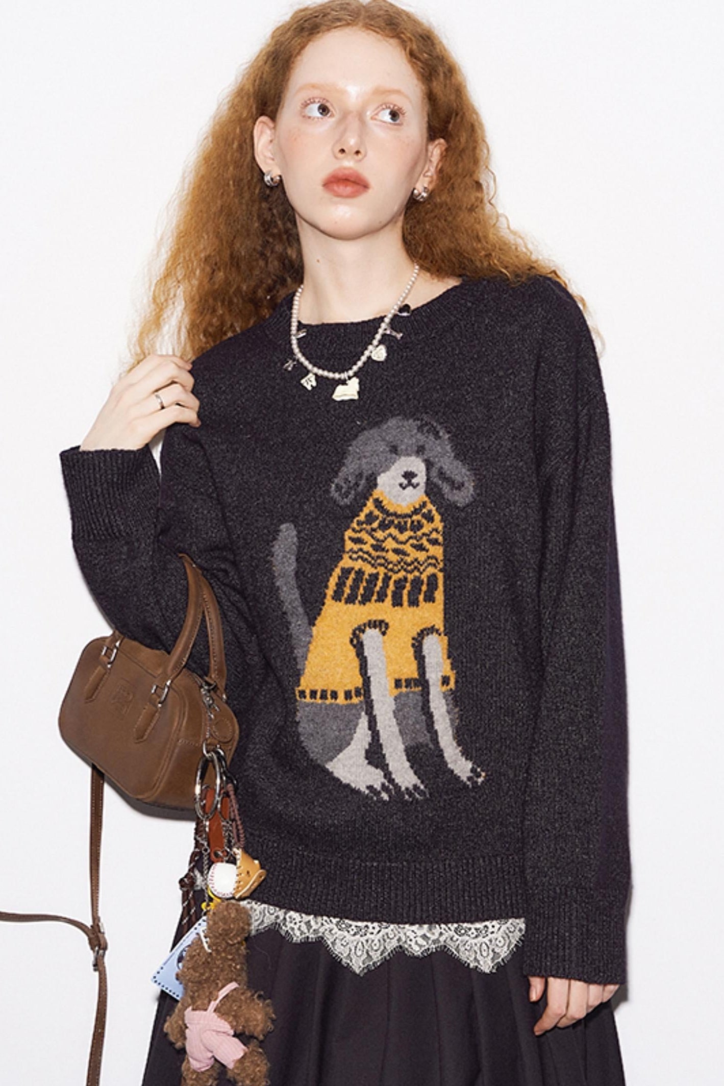 Round Neck Loose Fit Dog Pullover Sweater