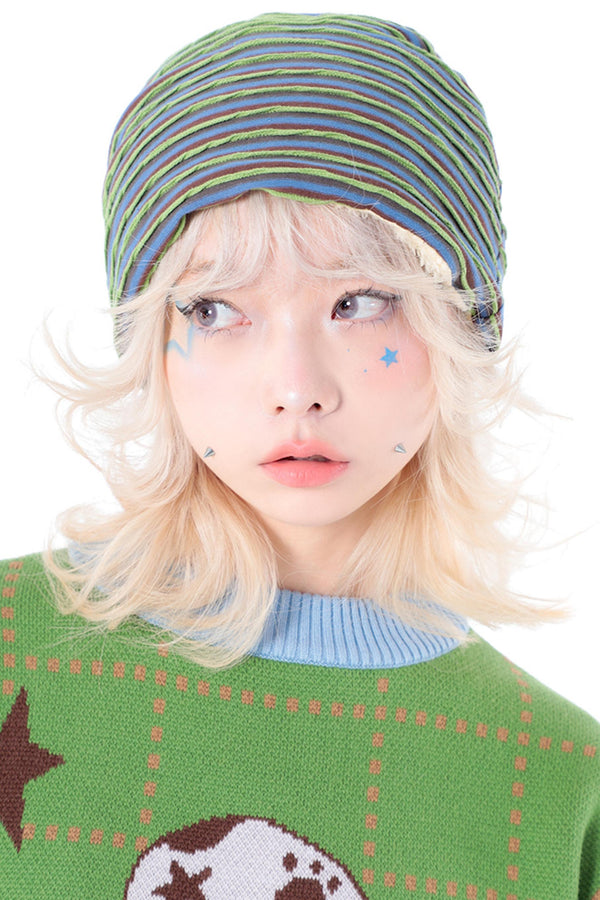 Harajuku Style Yellow Striped Plush Hat