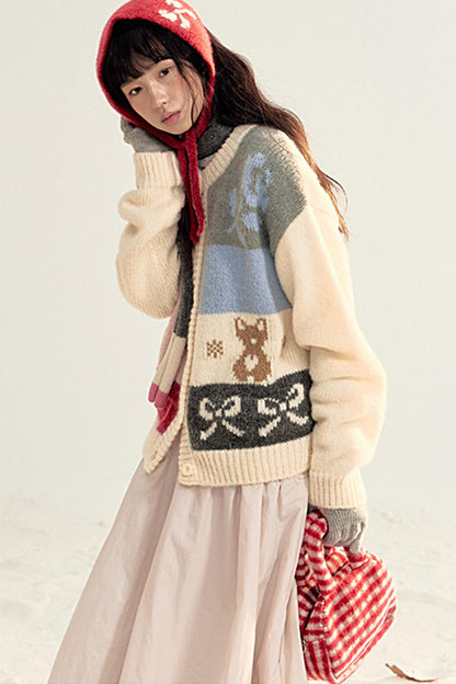 Stitching Design Knitted Sweater