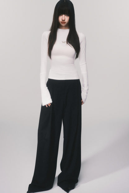 Tencel Wool High-Waisted Wide-Leg Pants