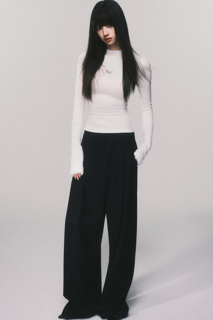 Tencel Wool High-Waisted Wide-Leg Pants