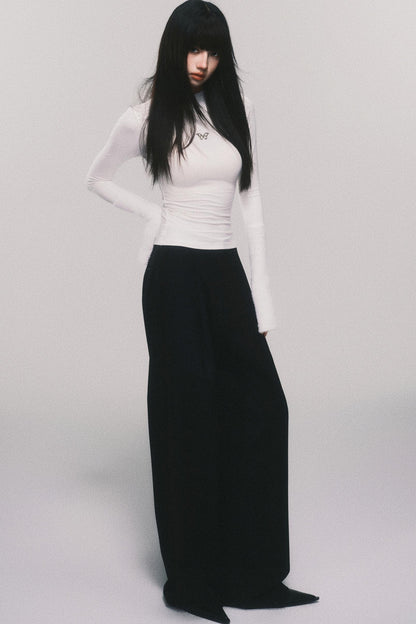 Tencel Wool High-Waisted Wide-Leg Pants