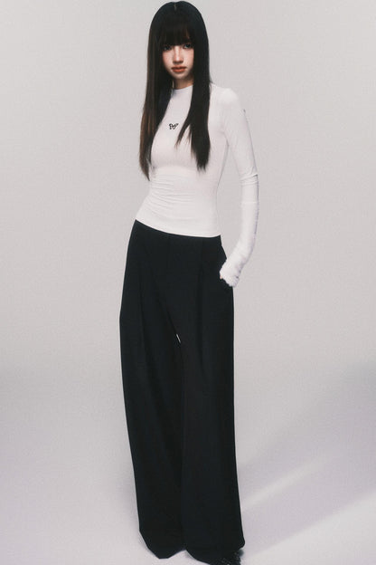 Tencel Wool High-Waisted Wide-Leg Pants