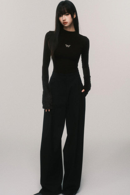 Tencel Wool High-Waisted Wide-Leg Pants