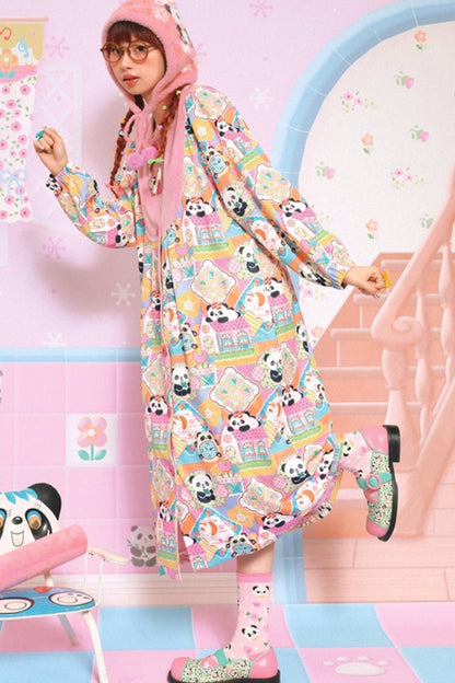 Velvet Patchwork Panda Coat Dress