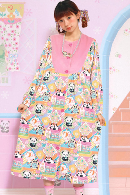 Velvet Patchwork Panda Coat Dress