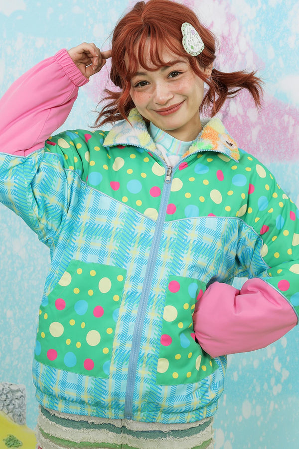 Cartoon Print Double-Sided Lamb Fleece Jacket