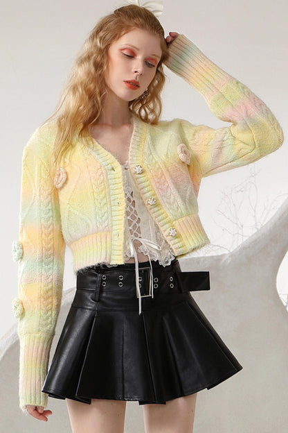 Gradient Floral Knit Cardigan