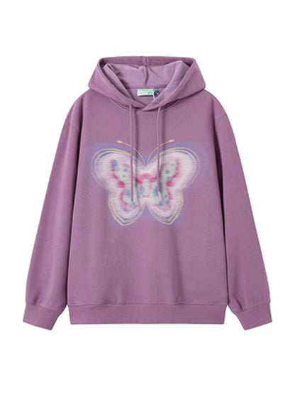 Butterfly-print velvet sweatshirt