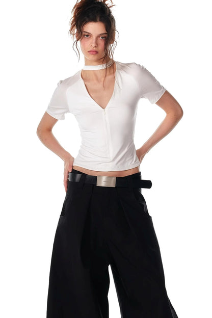 Slim Zipper Raglan Top