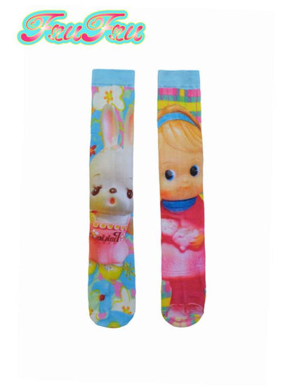 Cartoon Cute Toy Asymmetrical Mid Lady Socks