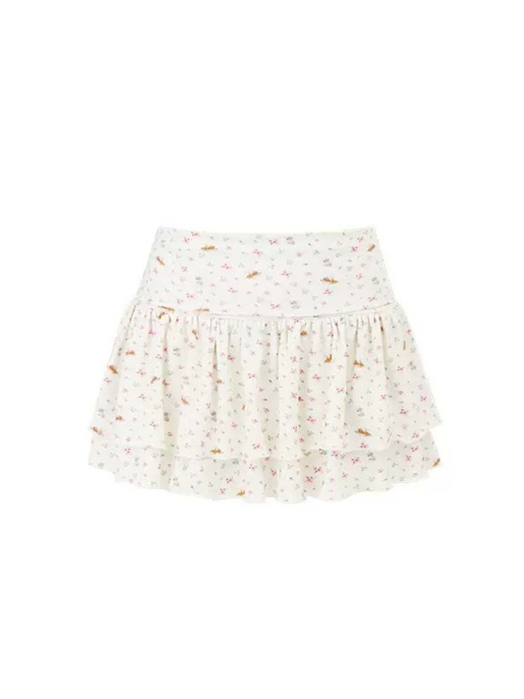 Rhinestone Embroidery Knit Cake Mini Skirt