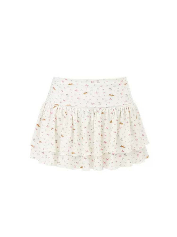 Rhinestone Embroidery Knit Cake Mini Skirt