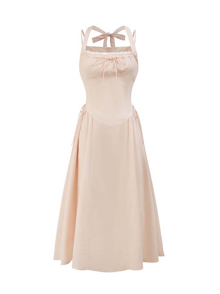 French Waist Sling Halter Neck Dress