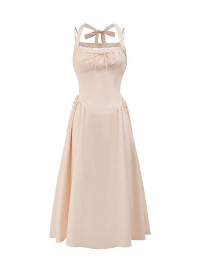 French Waist Sling Halter Neck Dress