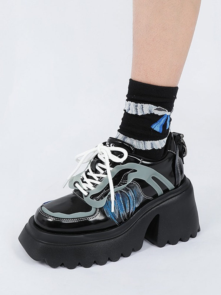 Niche Punk Style Lace Up Platform Shoes