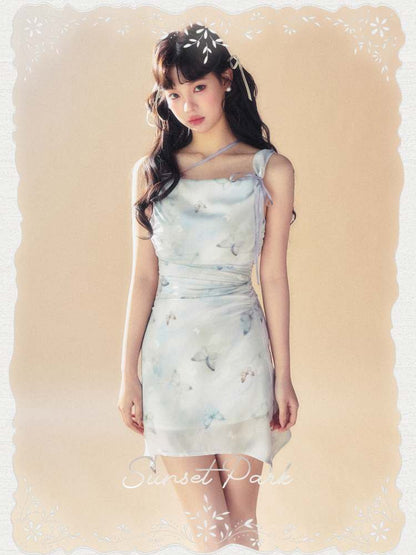 Butterfly Gather Suspender Dress