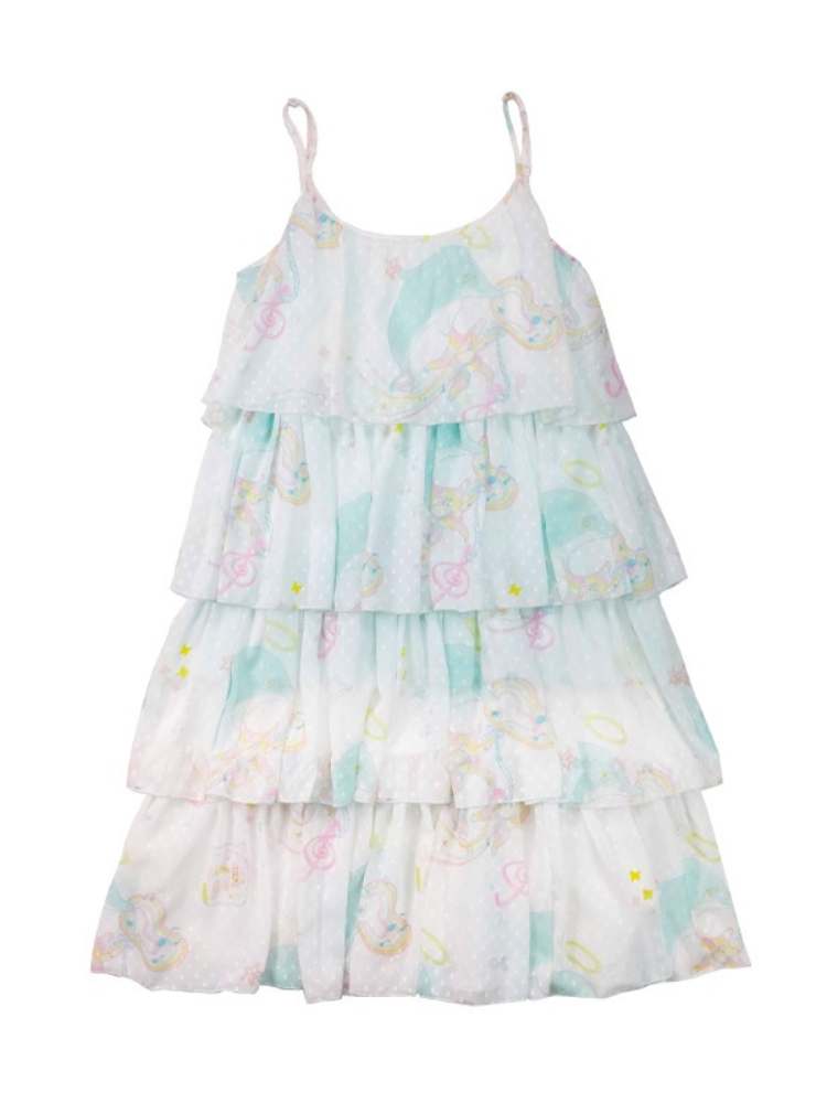 Hand Drawn Dolphin Print Tulle Layered Cake Cami Dress