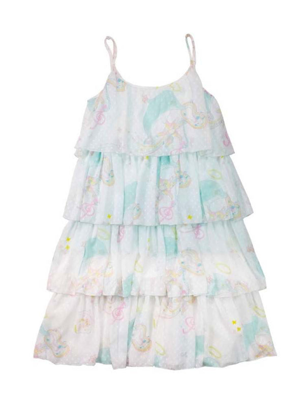 Hand Drawn Dolphin Print Tulle Layered Cake Cami Dress