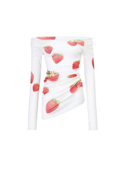 Off Shoulder Sheer Sexy Summer Print Tee