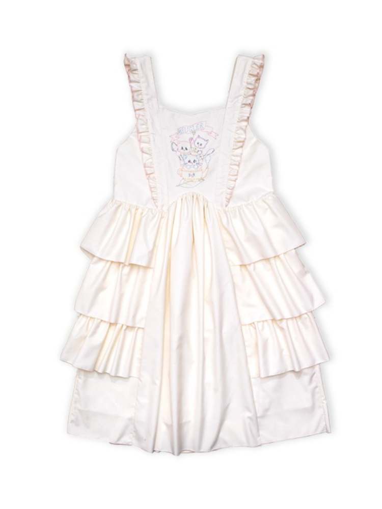 Cat Embroidery Lolita Apron Style Dress